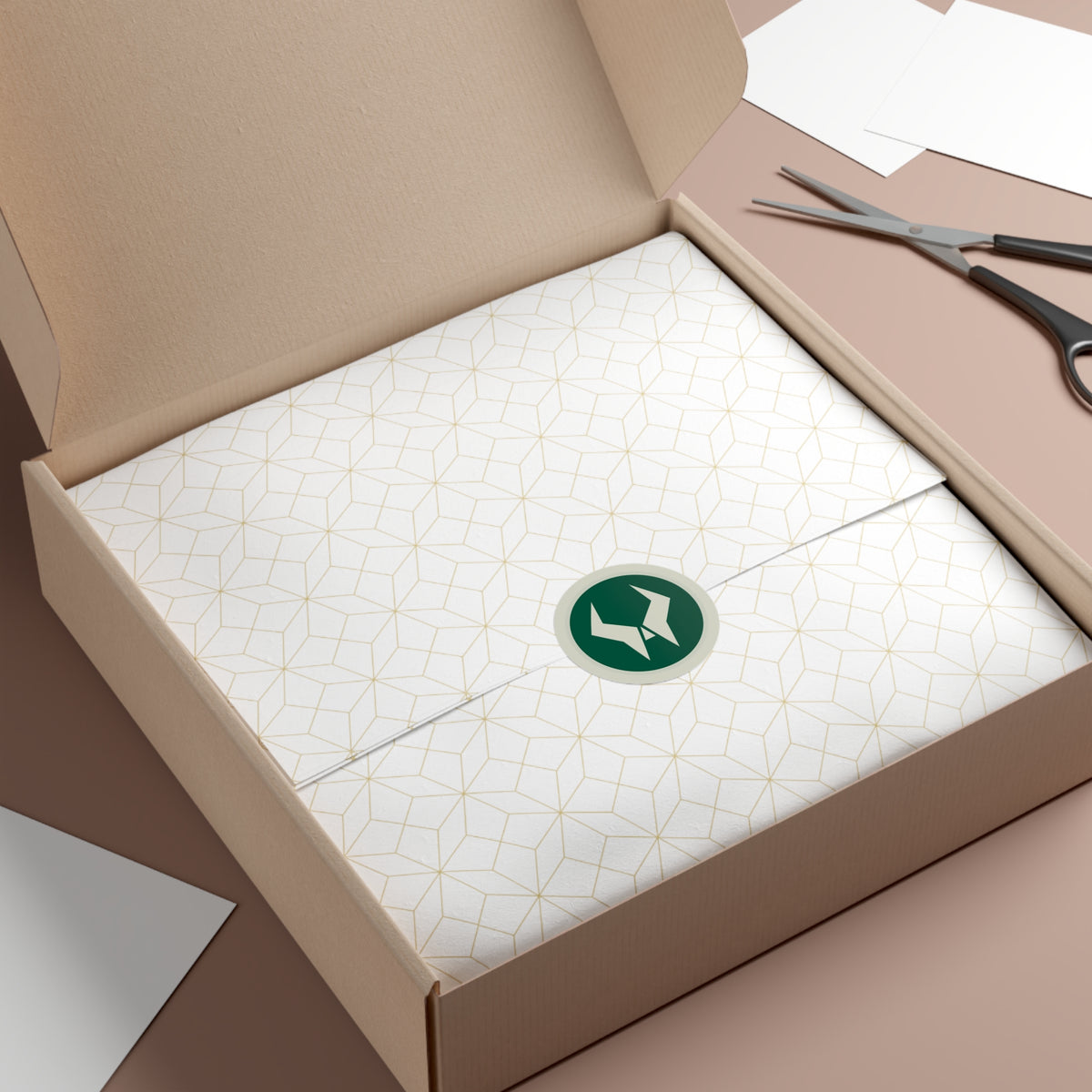 Oddsaint emblem sticker sealing a gift box